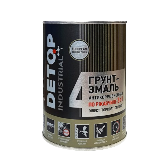 RAL-7005 DETOP № 4 - Тотқа арналған праймер-эмаль 1-де 3 - Сұр, 0,75л DTI-P07753 – Кара-Балтада сатып алу | Detop | carpaint.kz