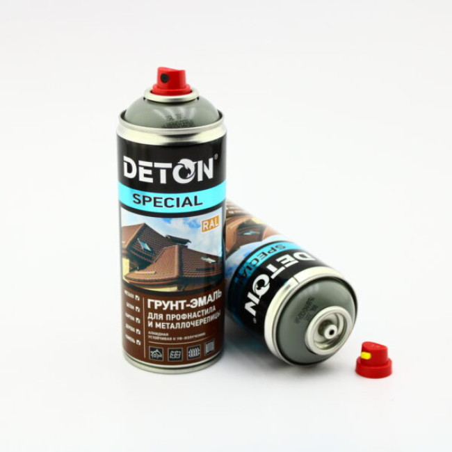 Deton RAL 7005 DETON SPECIAL - 金属瓷砖瓷釉底漆 - 鼠灰色 - 气雾剂，520 毫升 DTN-A07358 图片 – 卡拉巴尔塔 | carpaint.kz