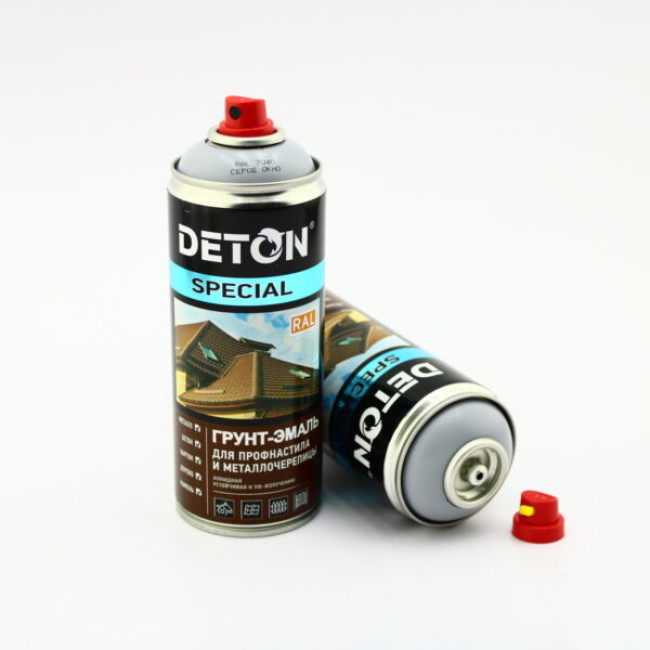 Deton RAL 7040 DETON SPECIAL - 金属瓷砖瓷漆底漆 - 灰色窗户 - 气雾剂，520 毫升 DTN-A07292 图片 – 卡拉巴尔塔 | carpaint.kz
