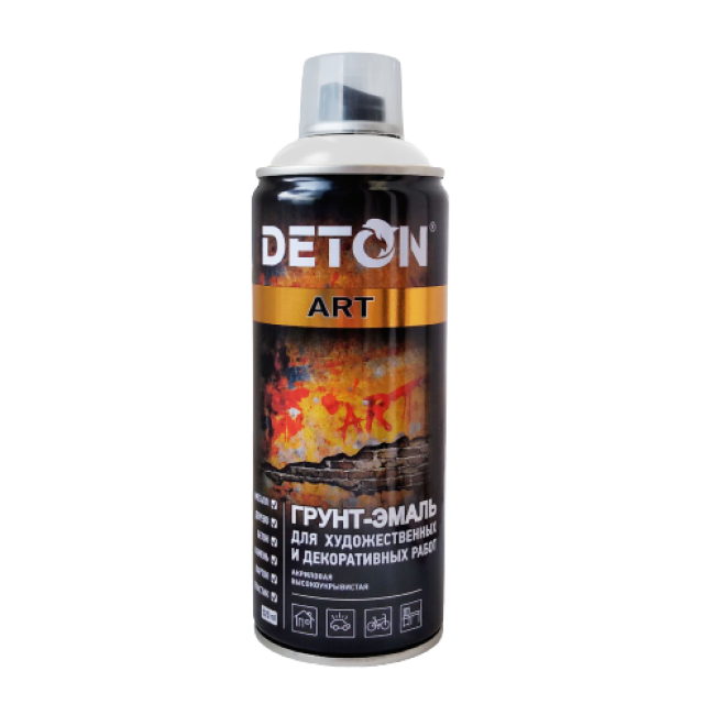 Deton Primer-enamel for artistic and decorative works DETON ART, White glossy, aerosol 520 ml DTN-A70672 – buy in Kara-Balta | carpaint.kz