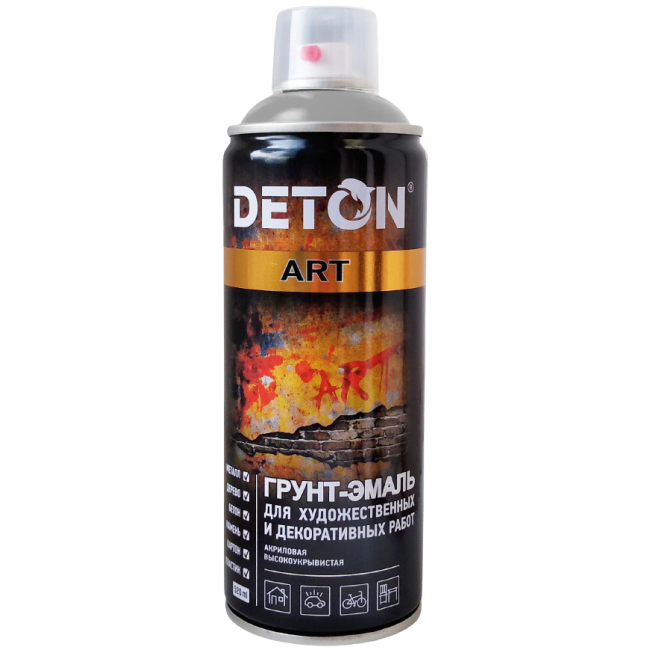 Грунт-эмаль для художественных и декоративных работ DETON ART черный, матовый, аэрозоль 520 мл DTN-A70668 – купить в Кара-Балта | Deton | carpaint.kz