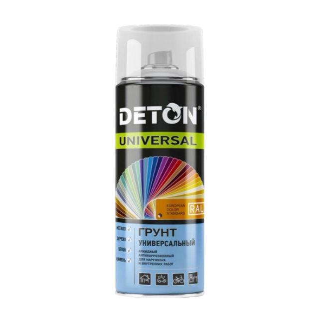Deton 醇酸底漆 DETON UNIVERSAL - 浅灰色，防风雨，气雾剂，520 毫升 DTN-A46791 图片 – 卡拉巴尔塔 | carpaint.kz