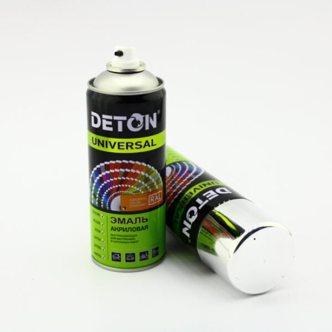 U9021 Аэрозольная краска «Deton Universal» цвет Хром, глянцевая, акриловая, 520 мл «Детон»  – купить в Кара-Балта | Deton Universal | carpaint.kz