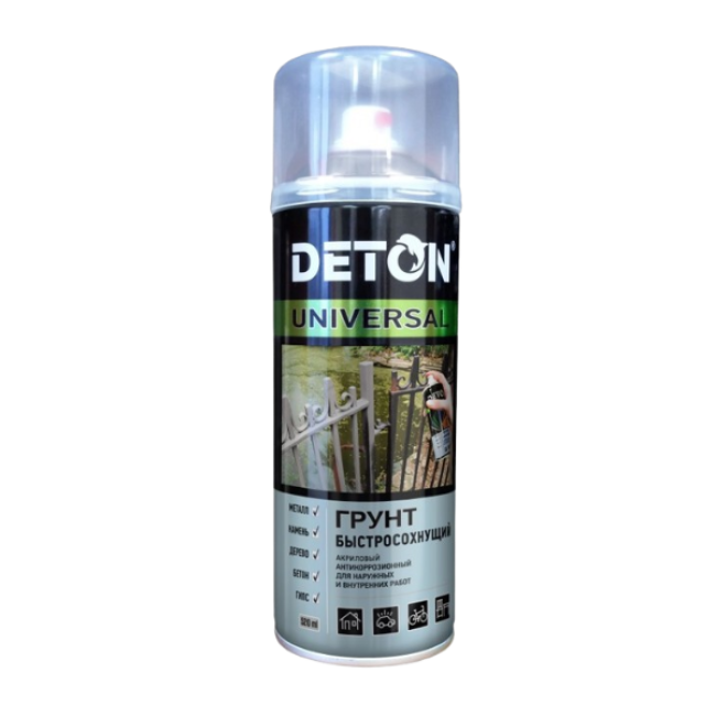 Deton 丙烯酸底漆 DETON UNIVERSAL - 灰色，快干，气雾剂 520 毫升 DTN-A07642 图片 – 卡拉巴尔塔 | carpaint.kz
