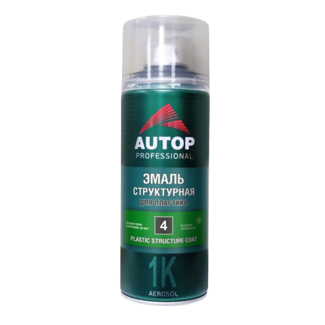 AUTOP №4 - Эмаль структурная для пластика - Серая крупная - Аэрозоль, 520 мл АТР-А07798 – купить в Кара-Балта | Autop | carpaint.kz